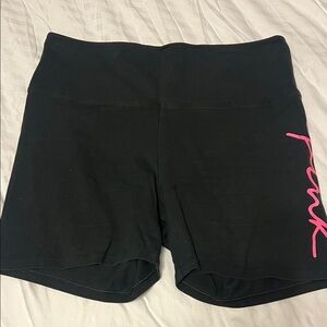 PINK Victoria's Secret Black Bike Shorts with Pink Script